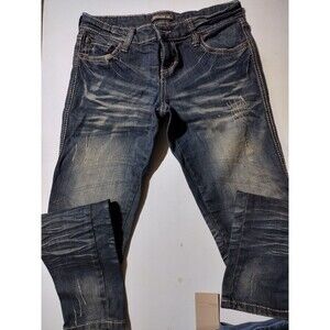 preowned ladies underground soul size 7 whiskered distressed stretch jeans